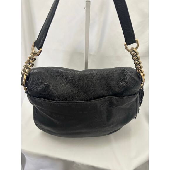 Michael Kors Bedford Tassel Satchel Bag Black Pebbled Leather Handbag Purse - Picture 9 of 16